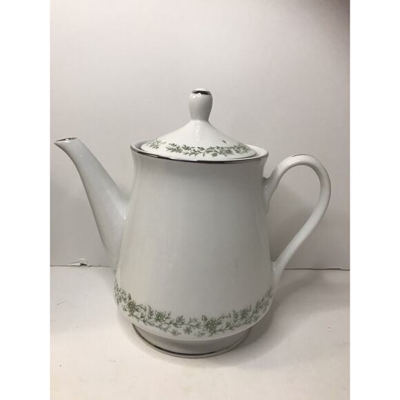 Mikasa White and Green Teapot - Picture 1 of 7